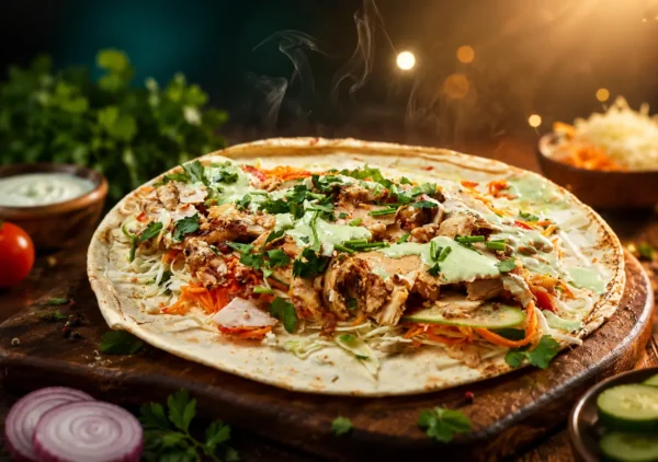 Open Chicken Shawarma – Loaded Arabian Style Shawarma with Fresh Toppings