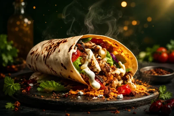 Spicy Schezwan Shawarma | Loaded Chicken Shawarma with Schezwan Sauce